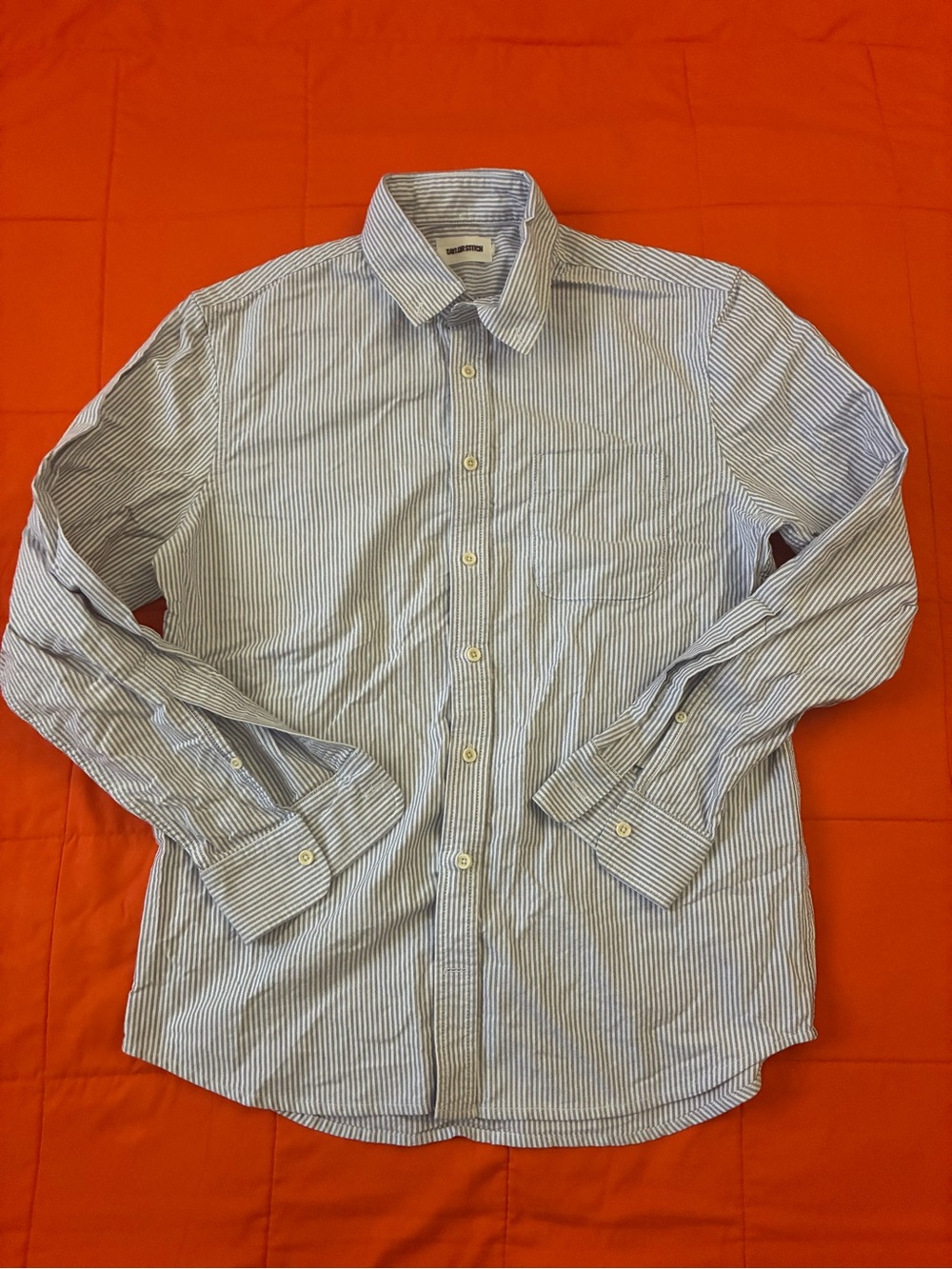 Taylor Stitch Jack Shirt Mens 40 Blue Striped Cotton Everyday Oxford Button Up